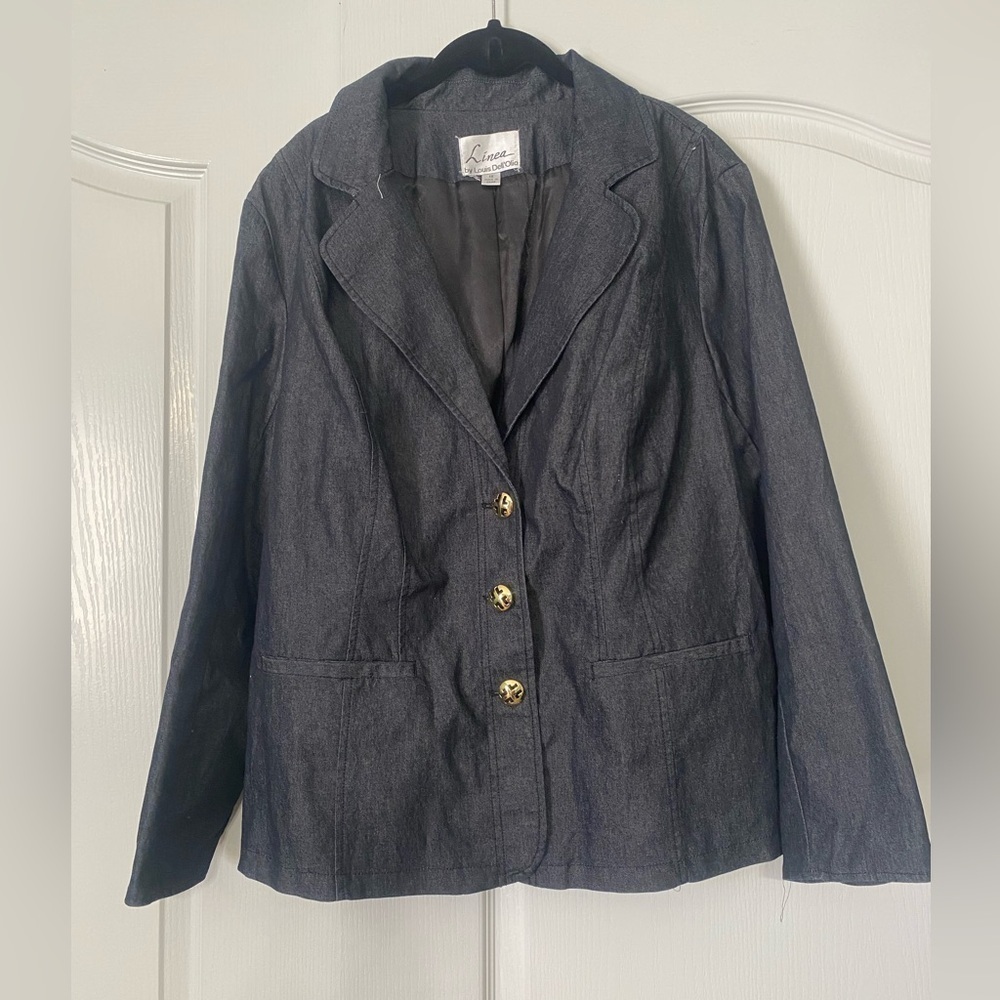 Linea by Louis Dell’Olio Blue Jean Jacket Gold Buttons Women’s Size 1X